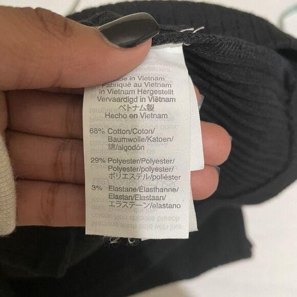 Madewell Dress Size Medium Button Front Ribbed Knit Mini Black Cotton Blend - Picture 7 of 9